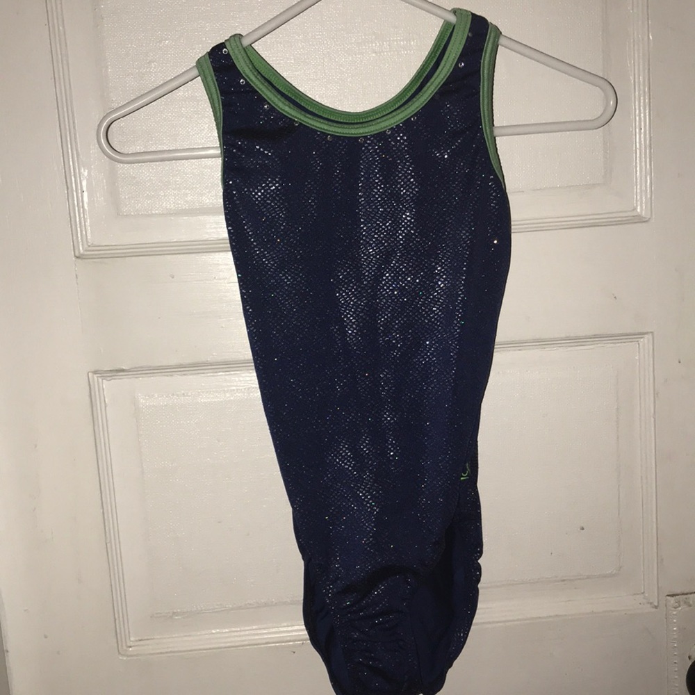 GK Elite Blue/Green Aly Raisman Leotard